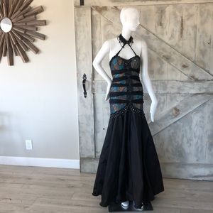 Sherry Haute Couture Satin beaded chain Mermaid dress